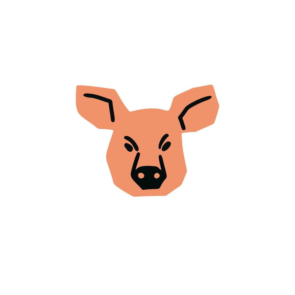 Pig head illustration in minimalist cutting style isolated on white vector
