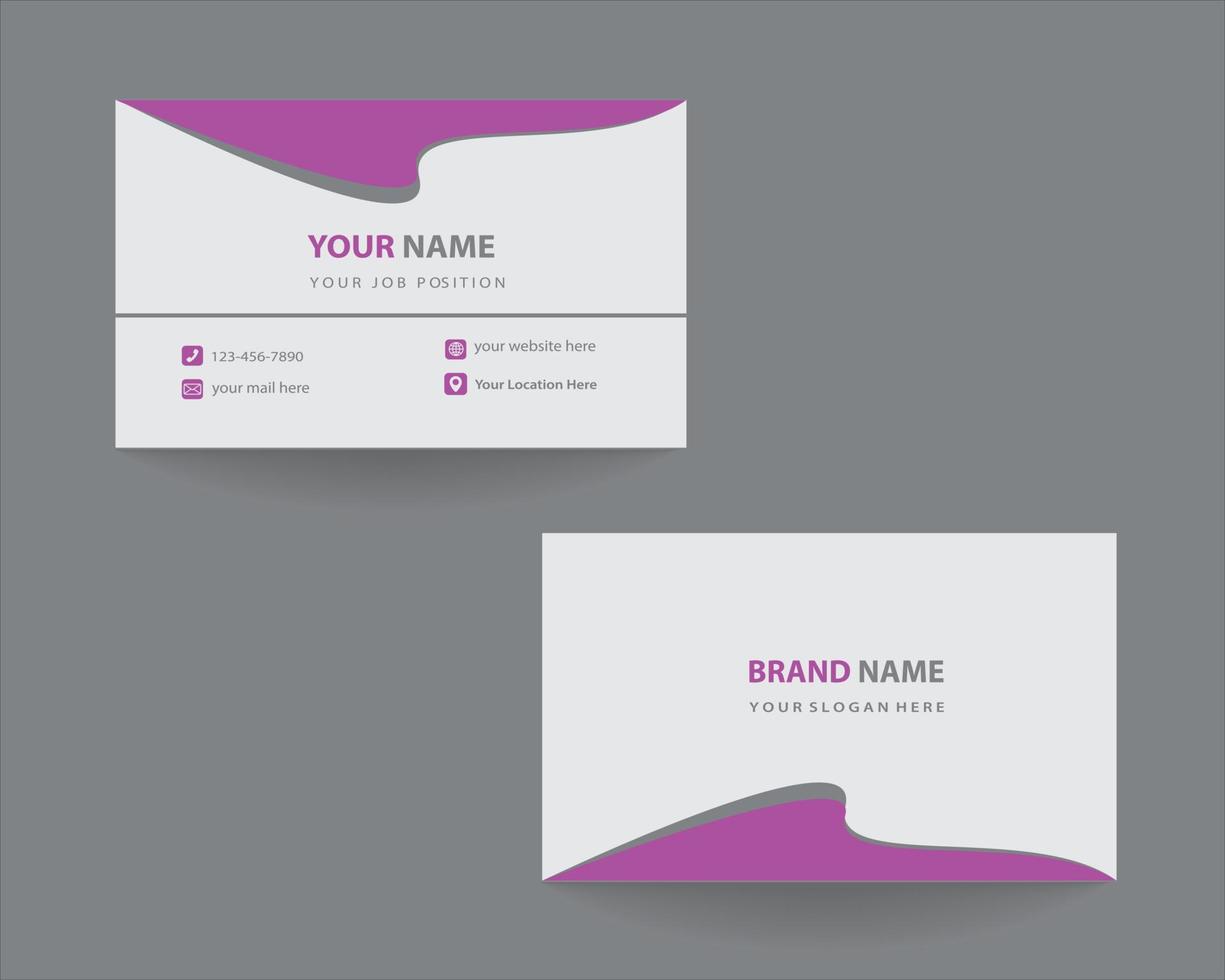modern business card design. two-sided creative business card template. clean vector elegant business card.