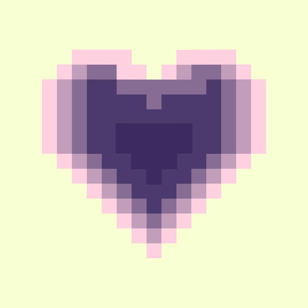 Pixel gradient soft color heart vector