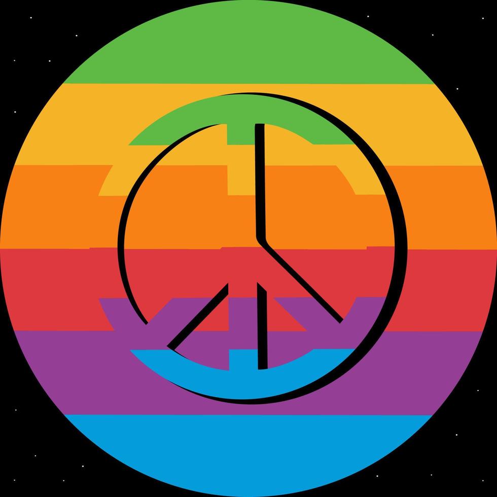 Rainbow peace sign with shadow on rainbow on back background vector