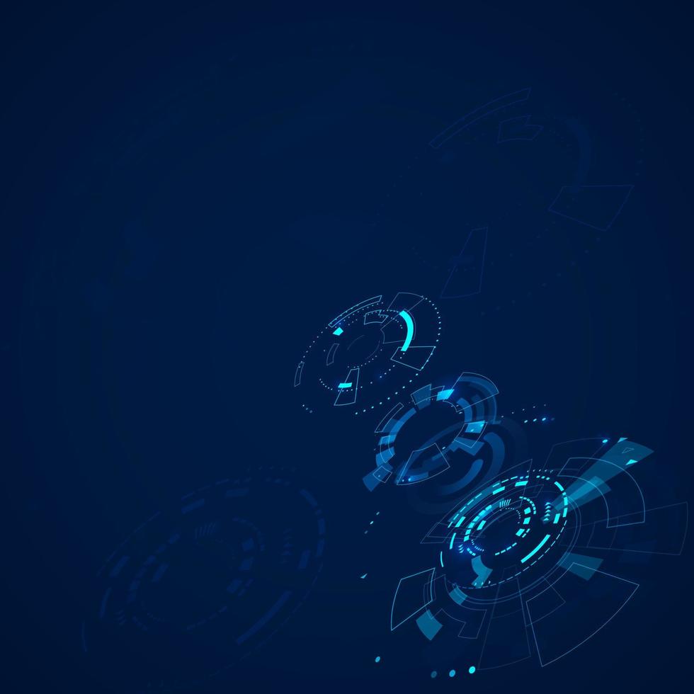 Futuristic technology concept with HUD elements. Sci fi abstract cyberspace background. vector