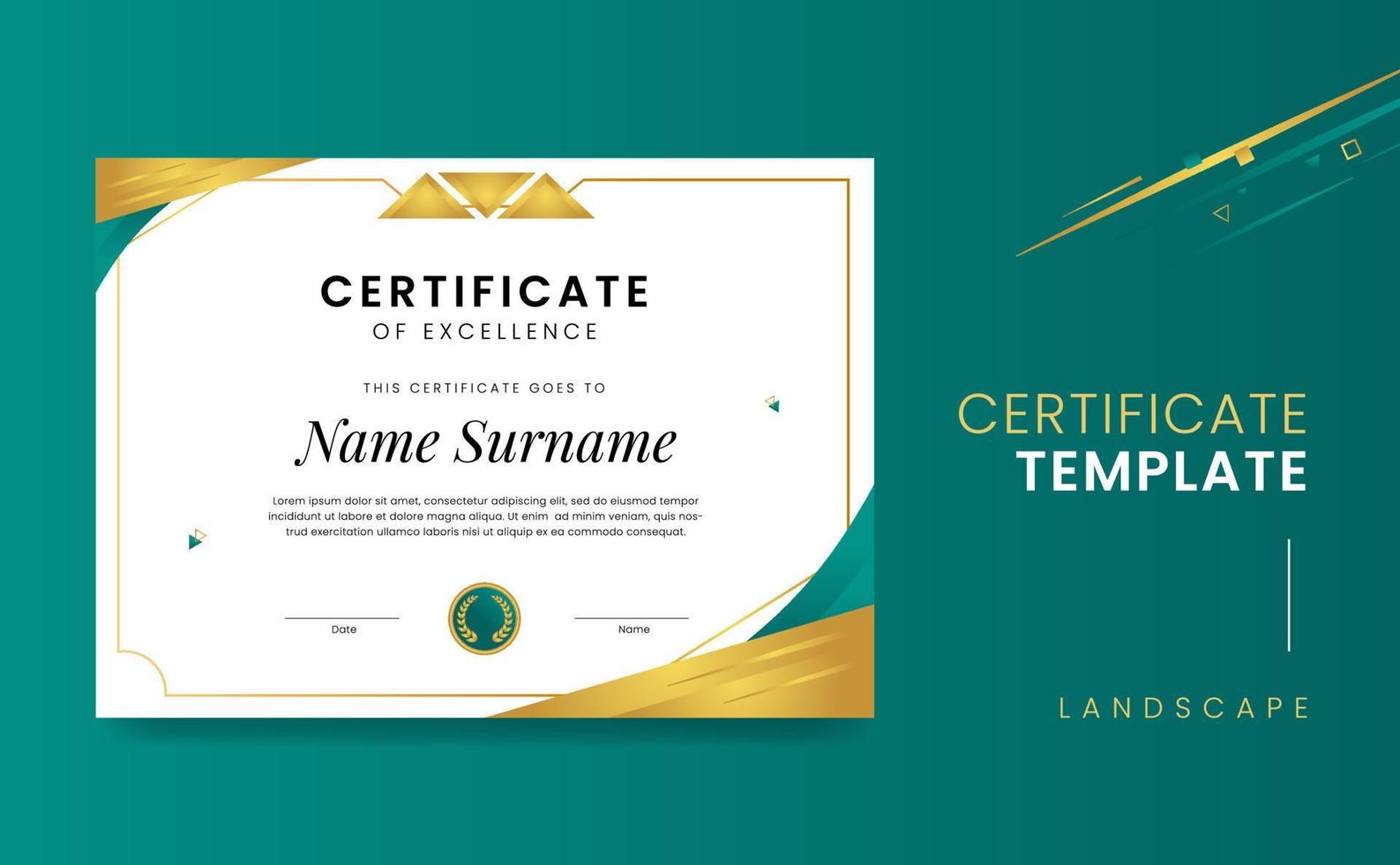 verde elegante prima certificado de excelencia gratis vector landsacpe