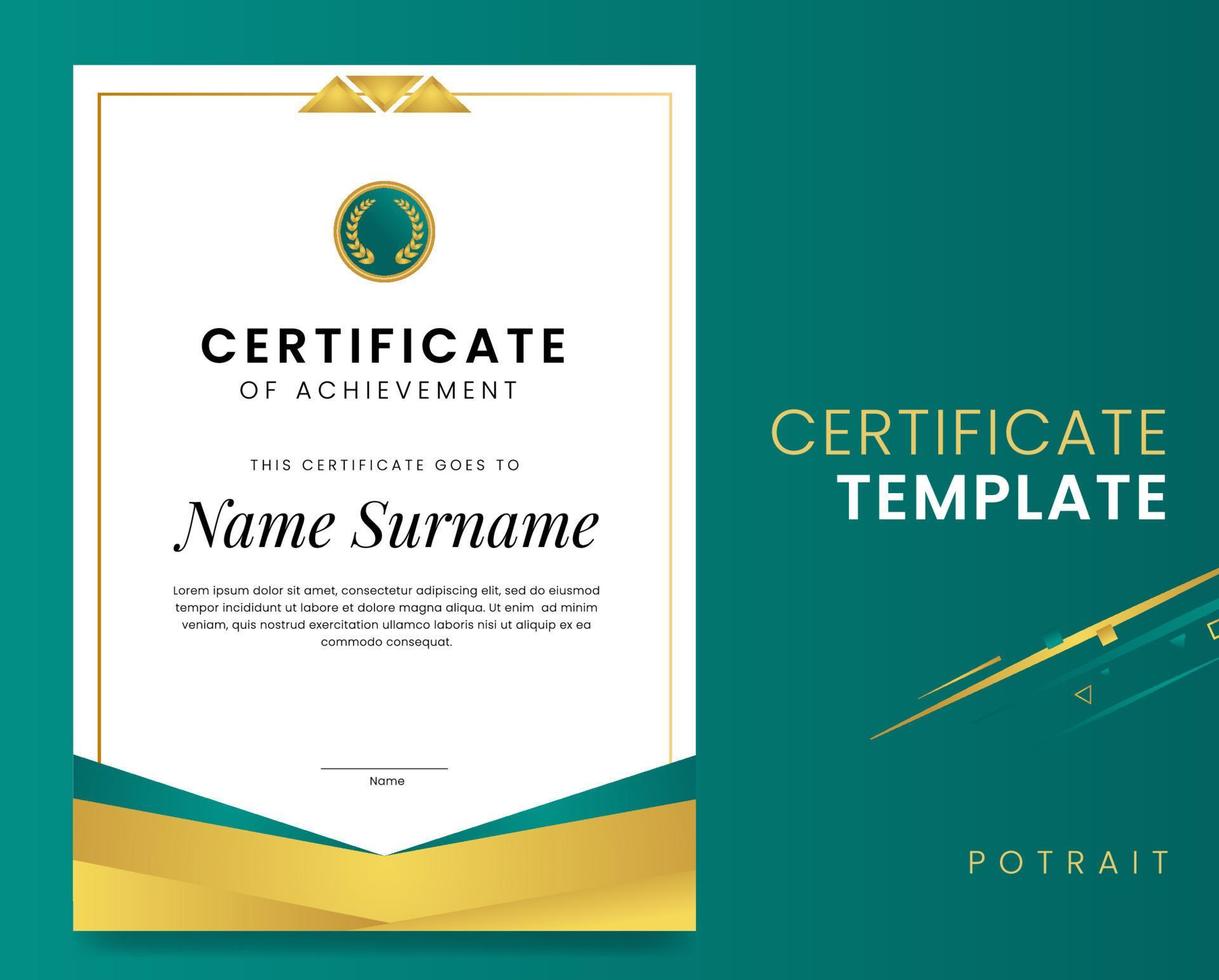 Green Elegant Premium Certificate of Achievement Free Vector Potrait