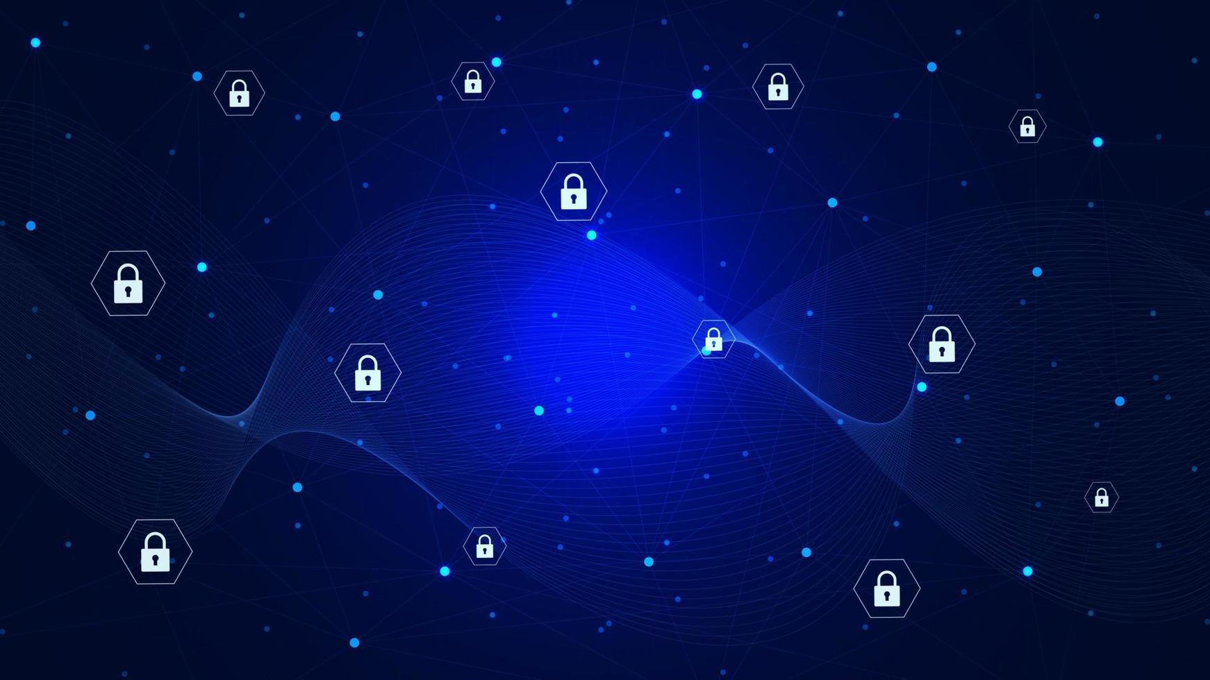 Cyber security padlock with keyhole network protection background. Personal data security and policy privacy concept. Vector illustration.