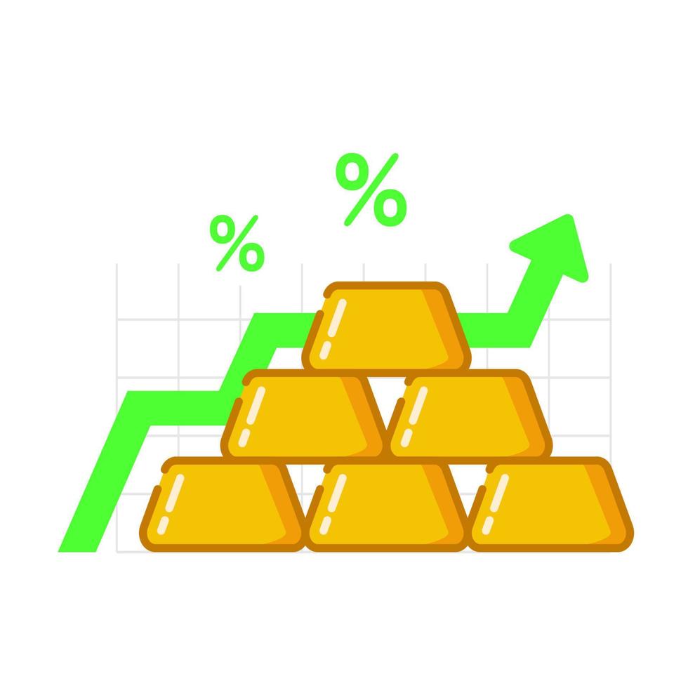 increase in gold prices value concept illustration flat design vector eps10. modern graphic element for infographic, icon