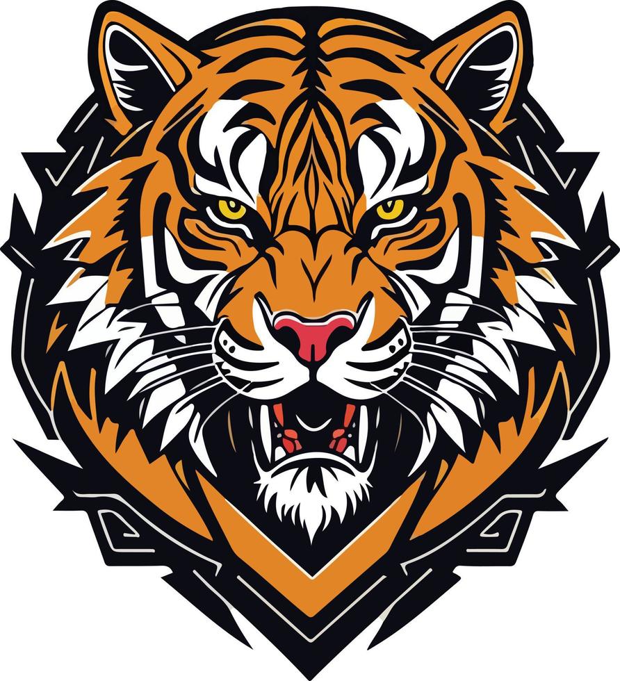 Agressive Bengal Tiger Emblem vector