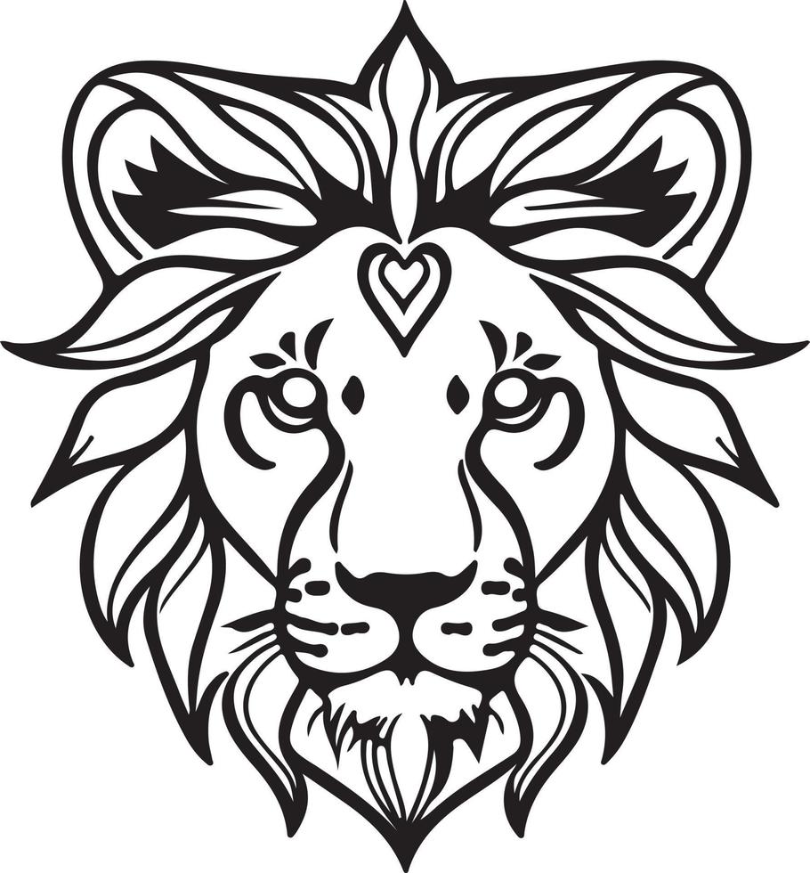Line Draw Of A Lion Head Vector