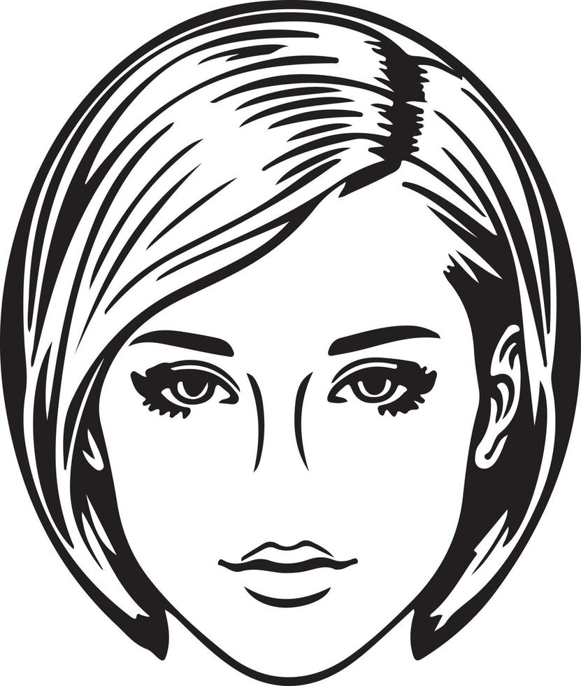 Beautiful Woman Portrait Line Up Tattoo Template vector