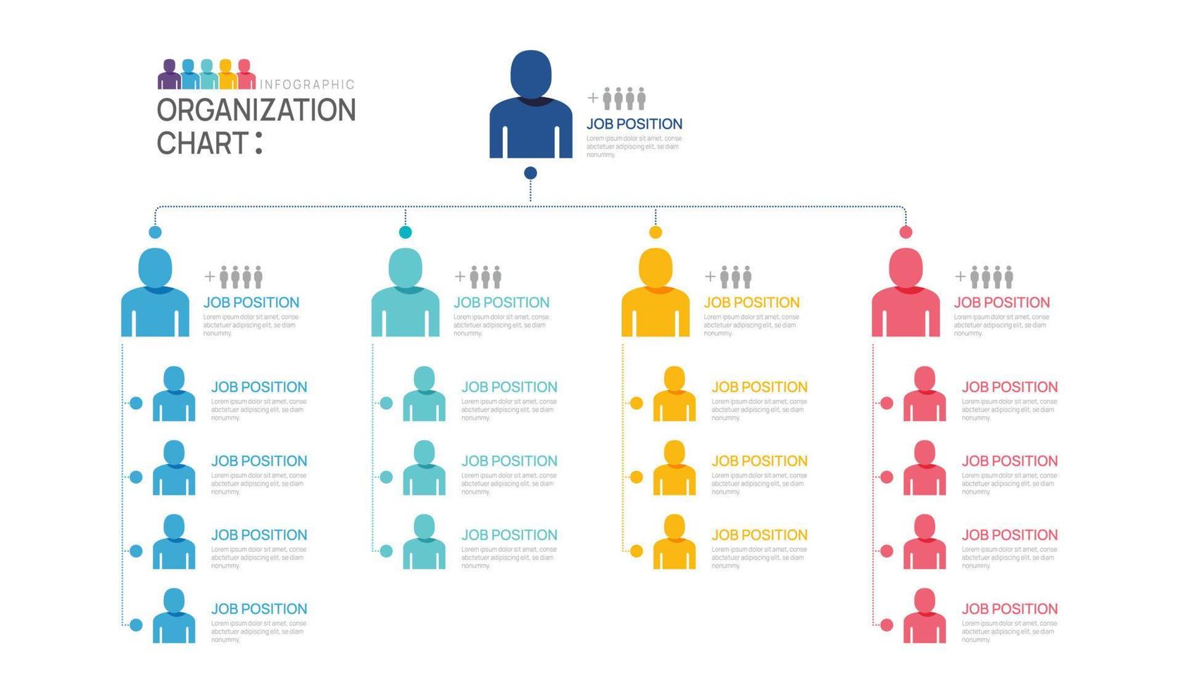 Infographic template for organization chart with business people icons. vector infographic for business.