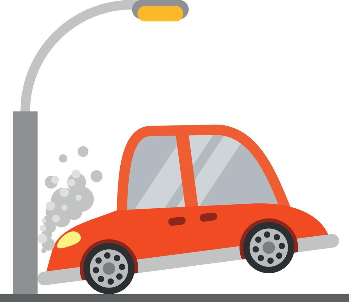 A Car Hitting A Street Light Pole vector