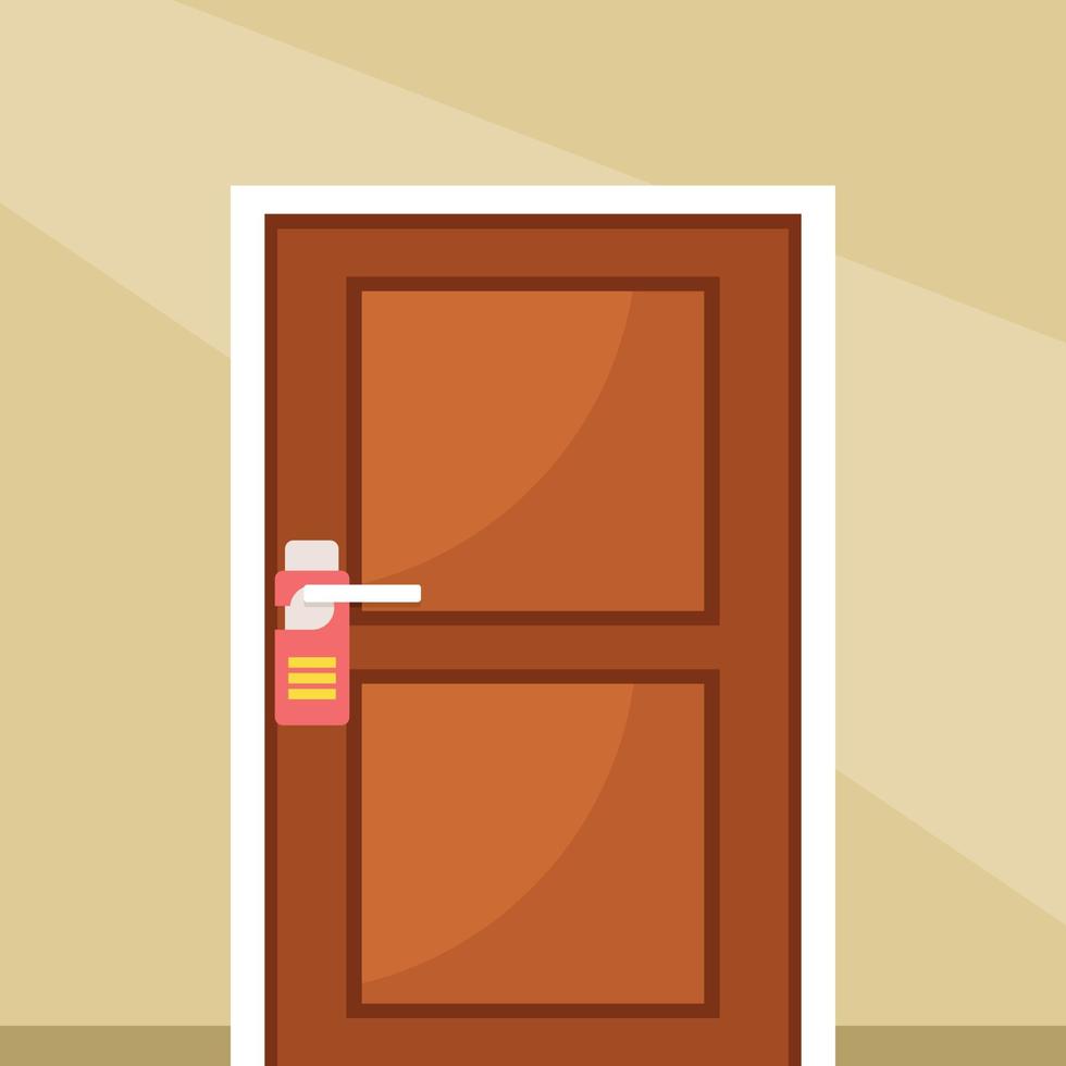 Illustration Of Wooden Door With A Door Tag vector