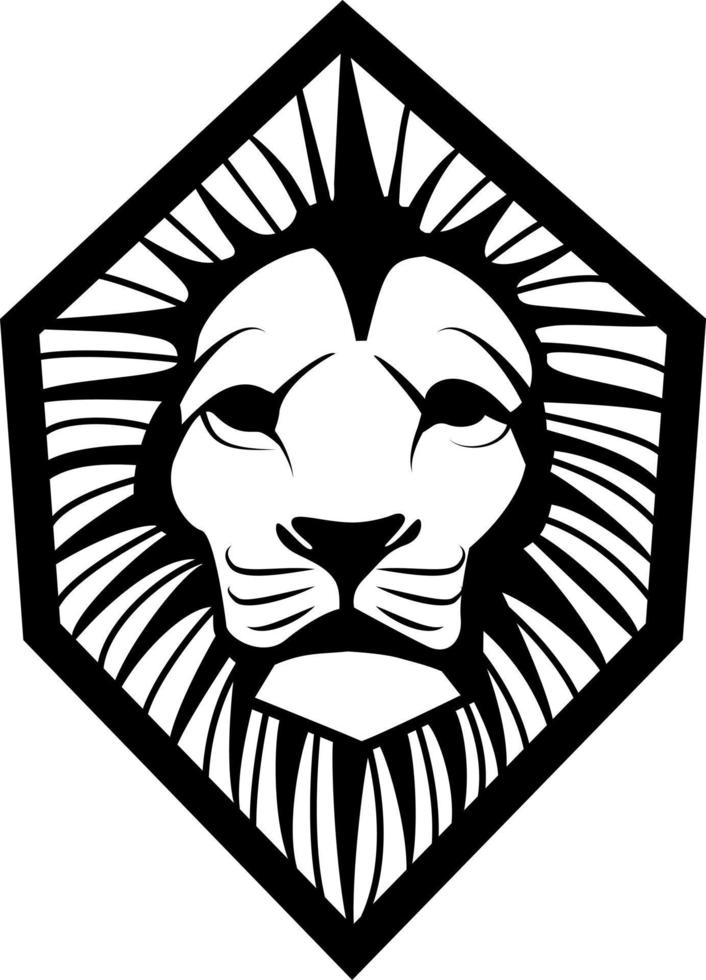 Monochrome Image Of Lion'S Head vector