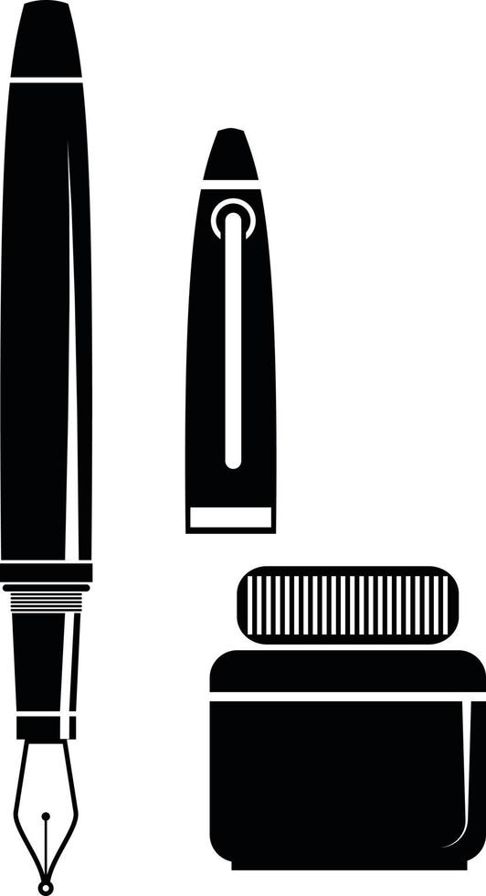 Vector Image Of A Pen And Small Bottle Of Ink