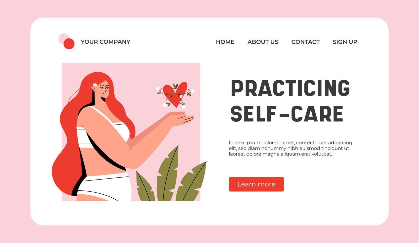 Practicing Self care Landing Page vector