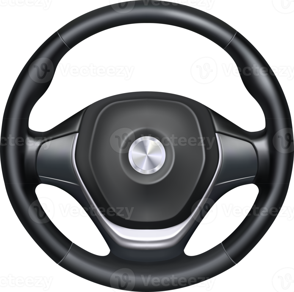 illustration, car steering wheel, realistic 3d icon png