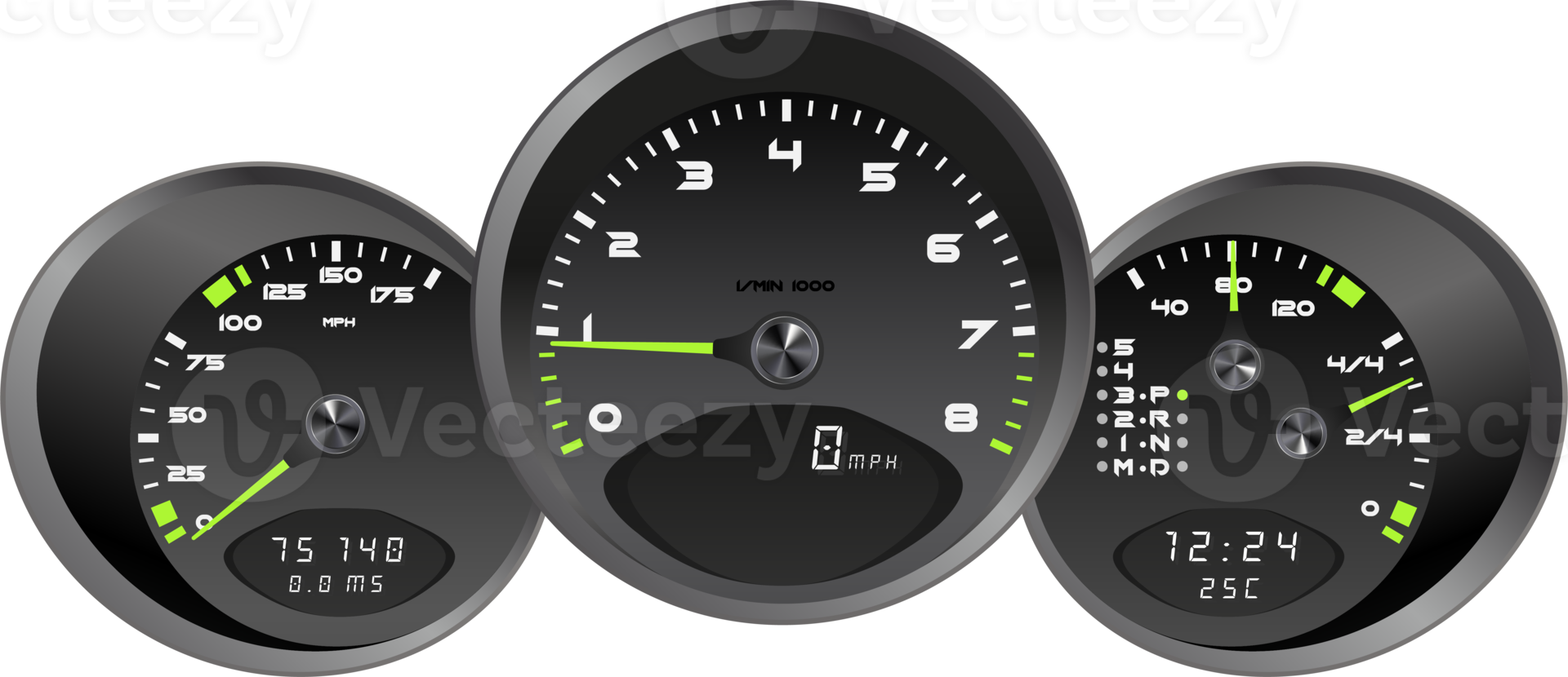 illustration, dashboard car speedometer, steering wheel realistic 3d icon png