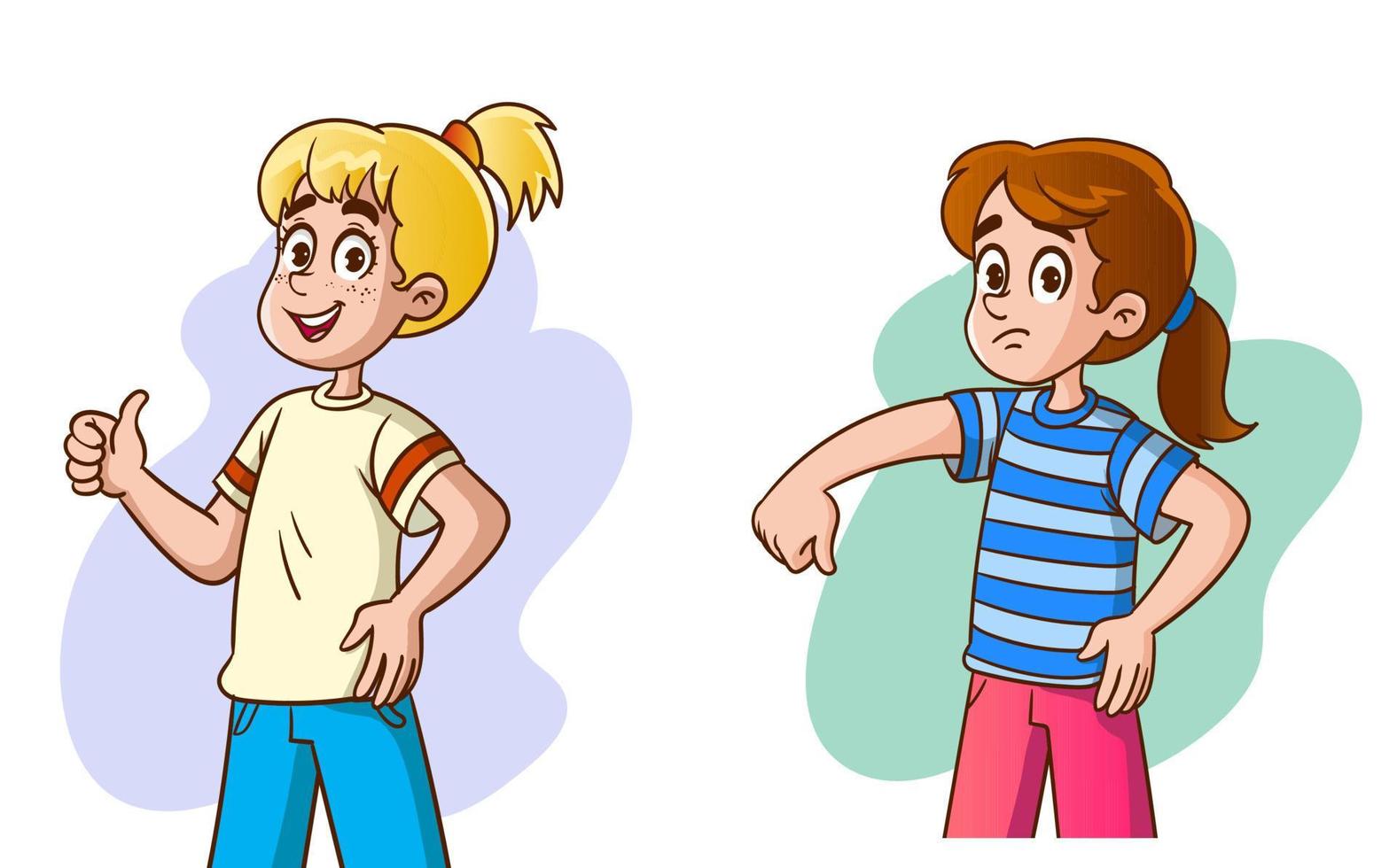 likes and dislikes girl vector illustration