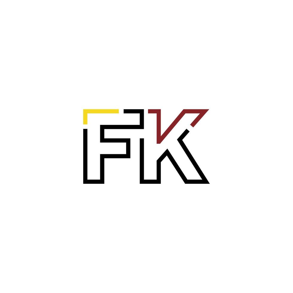 Abstract letter FK logo design with line connection for technology and digital business company. vector