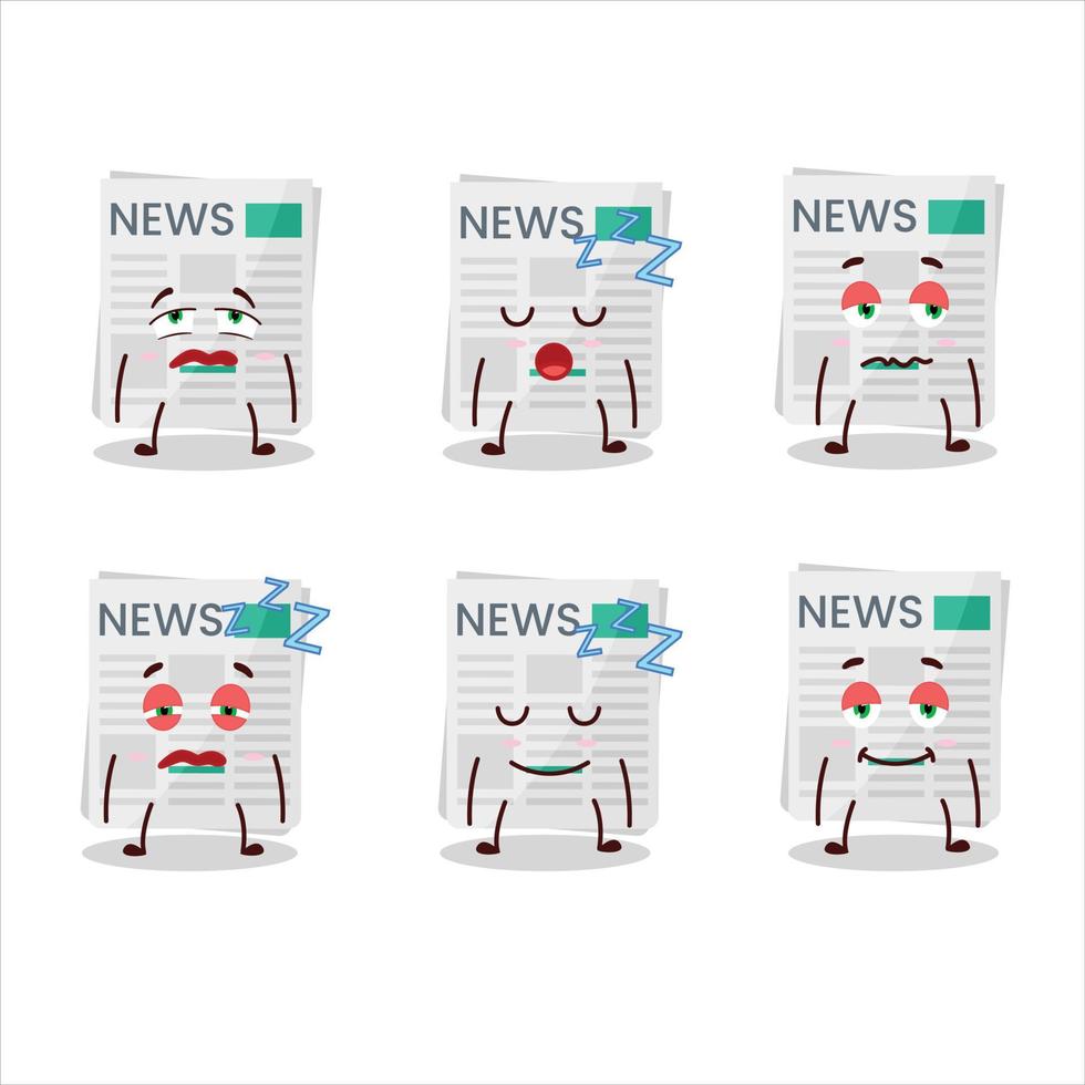 Cartoon character of newspaper with sleepy expression vector