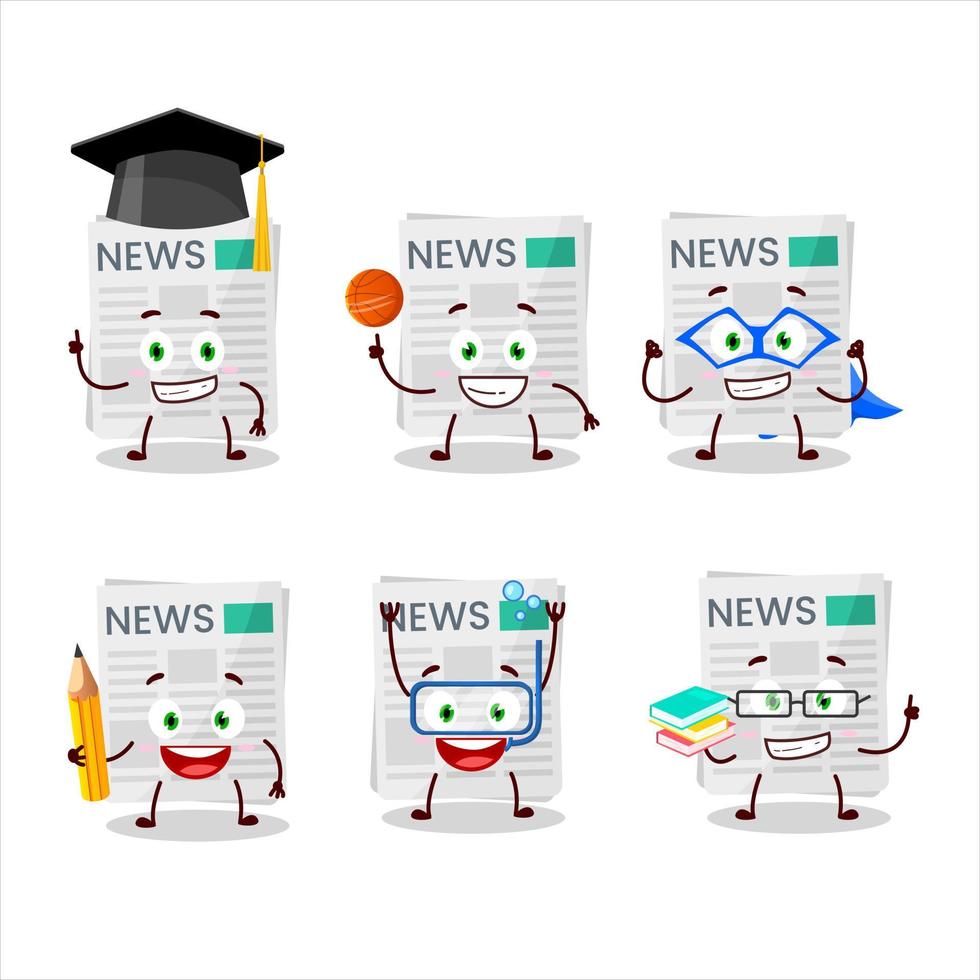 School student of newspaper cartoon character with various expressions vector