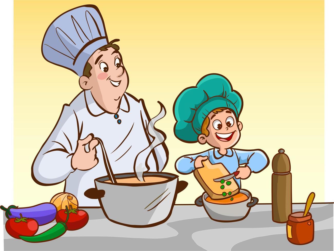 chef and child chef vector illustration