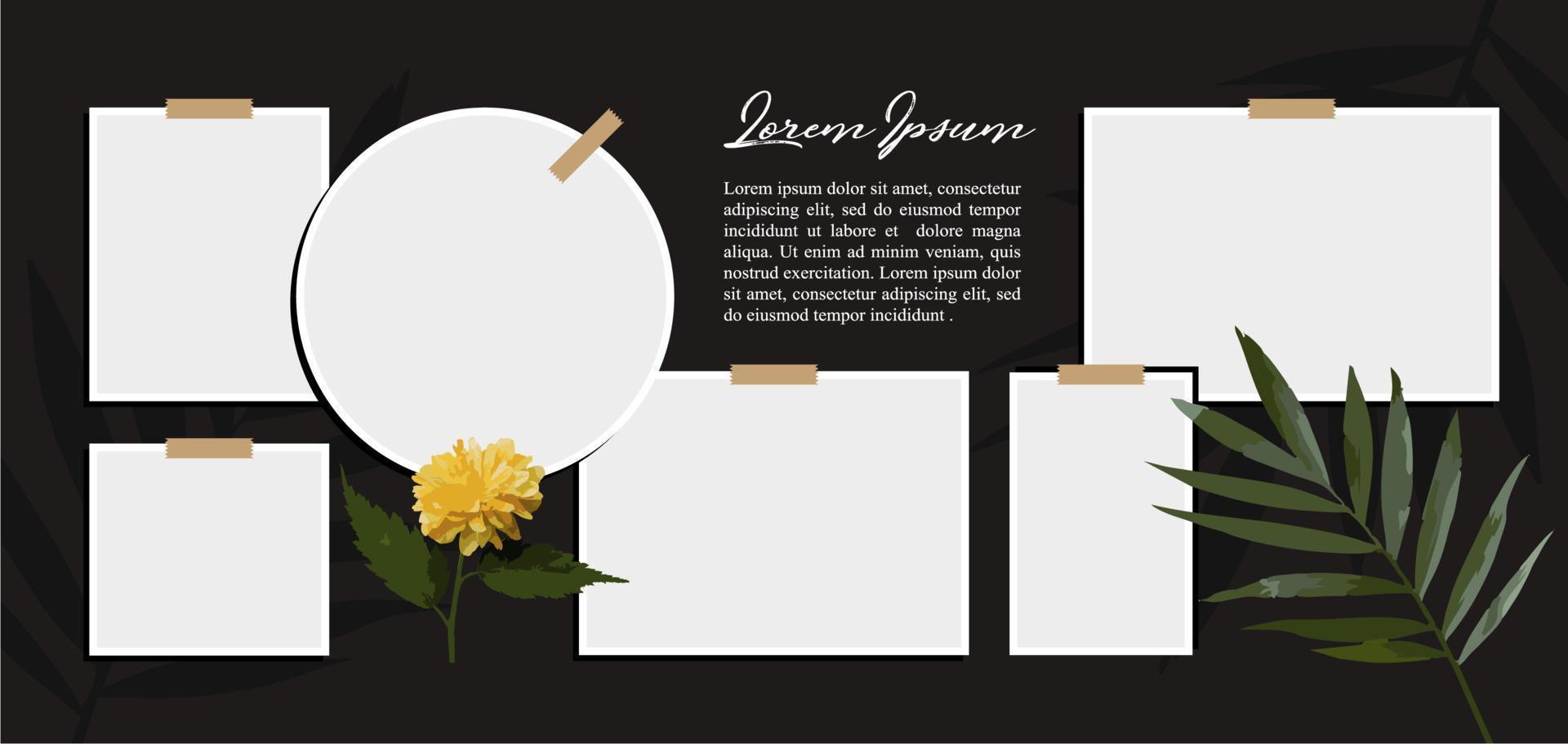 Pictures or photos frame collage. comics page grid layout abstract photo frames and digital photo wall template vector
