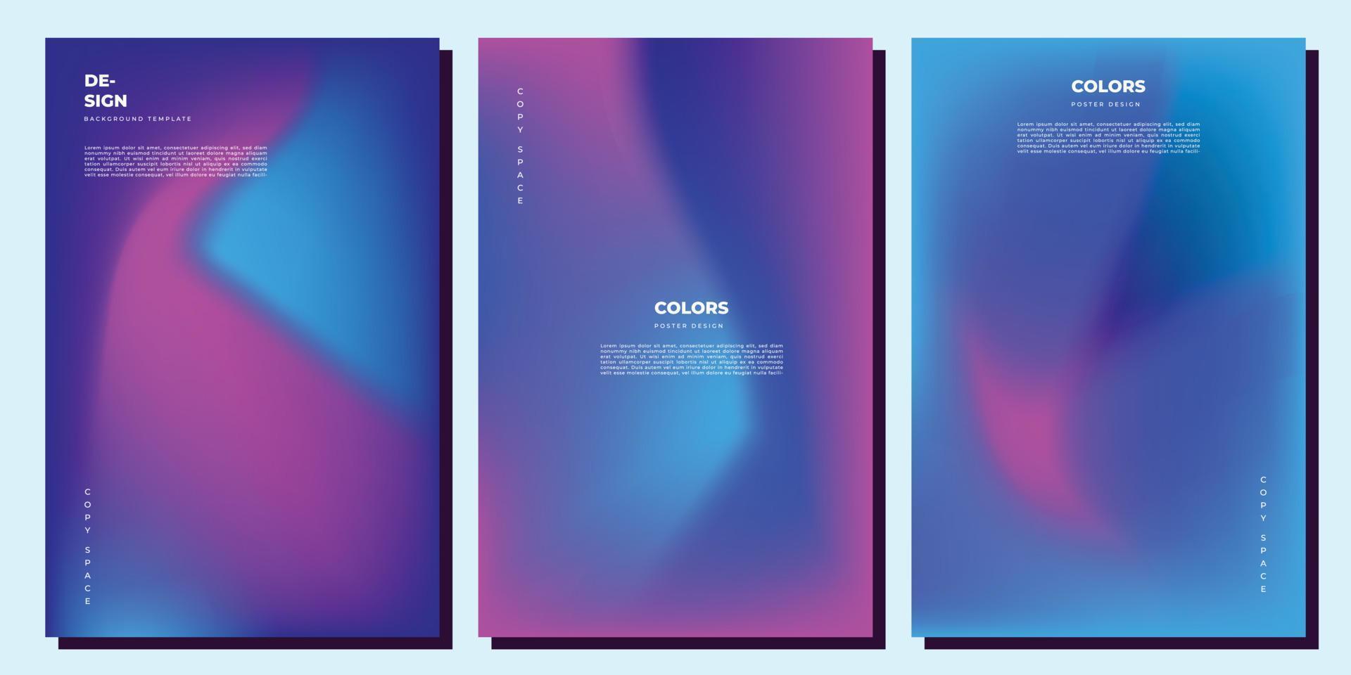Abstract colorful gradient mesh brochure design copy space set vector
