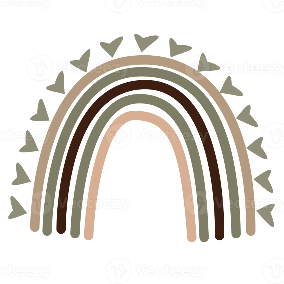 hand- getrokken boho regenbogen in pastel kleuren illustratie png