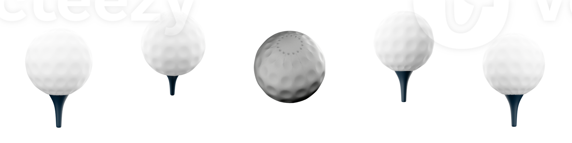 3d rendering golf ball icon set. 3d render ball for play to golf different positions icon set. png