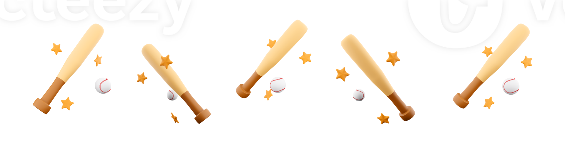 3d interpretazione baseball pipistrello e palla icona impostare. 3d rendere squadra gli sport gioco con baseball e pipistrello diverso posizioni icona impostare. png