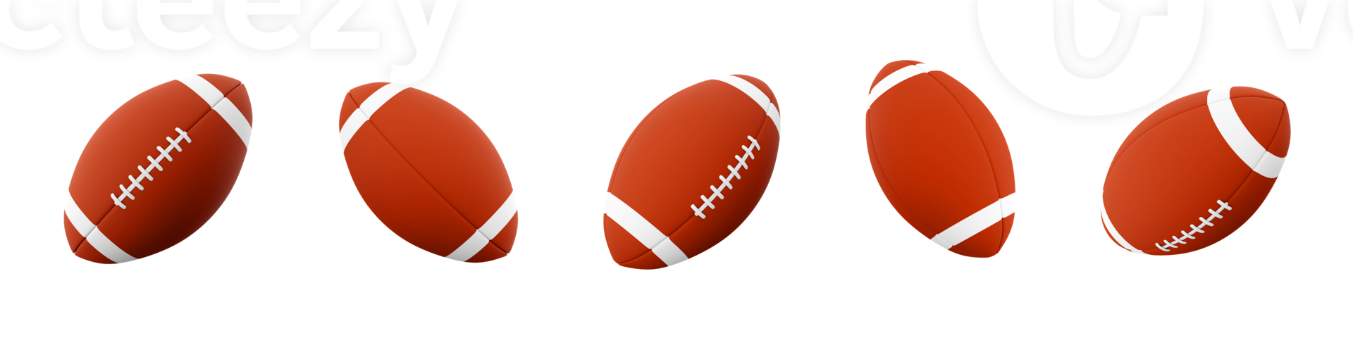 3d rendering american football standard ball icon set. 3d render contact team sport different positions icon set. png