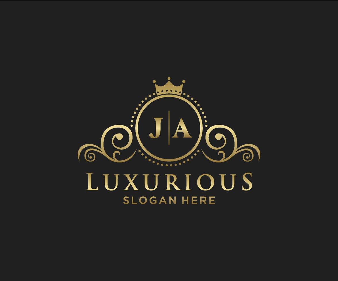 Initial JA Letter Royal Luxury Logo template in vector art for Restaurant, Royalty, Boutique, Cafe, Hotel, Heraldic, Jewelry, Fashion and other vector illustration.