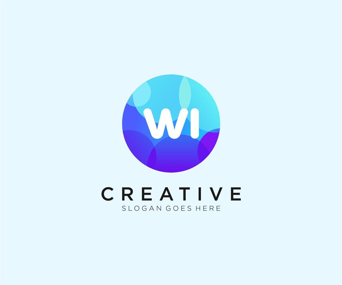 WI initial logo With Colorful Circle template vector. vector