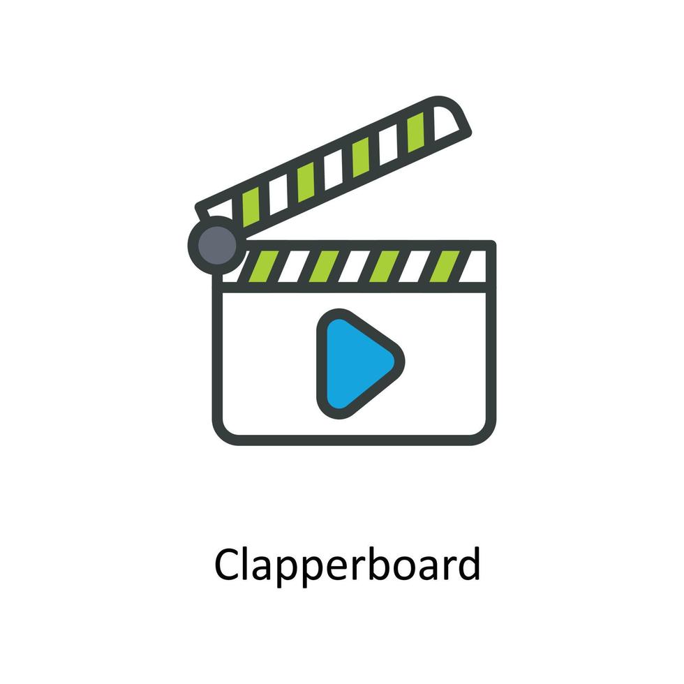 Clapperboard  Vector  Fill outline Icons. Simple stock illustration stock