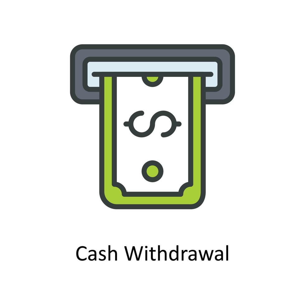 Cash Withdrawal Vector  Fill outline Icons. Simple stock illustration stock