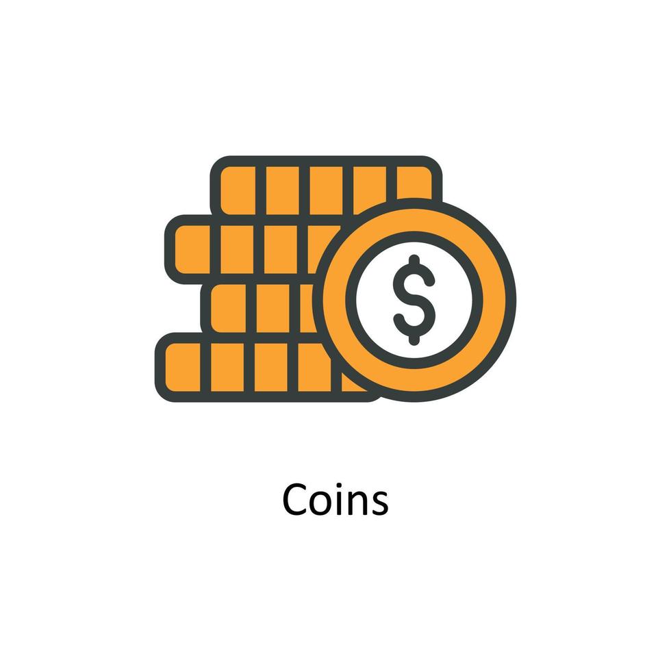 Coins Vector  Fill outline Icons. Simple stock illustration stock