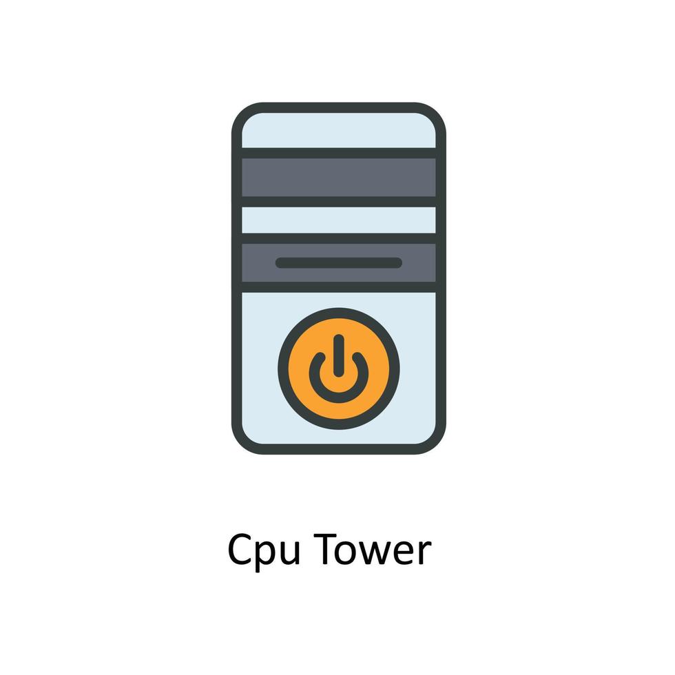 Cpu Tower  Vector  Fill outline Icons. Simple stock illustration stock