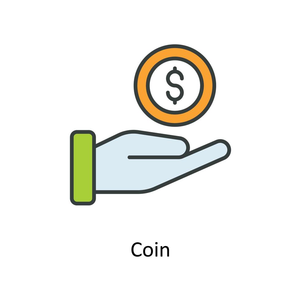 Coin Vector  Fill outline Icons. Simple stock illustration stock