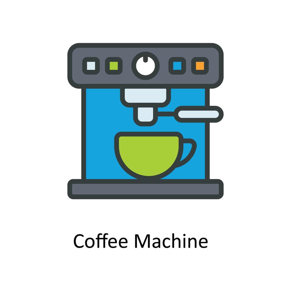 café máquina vector llenar contorno iconos sencillo valores ilustración valores