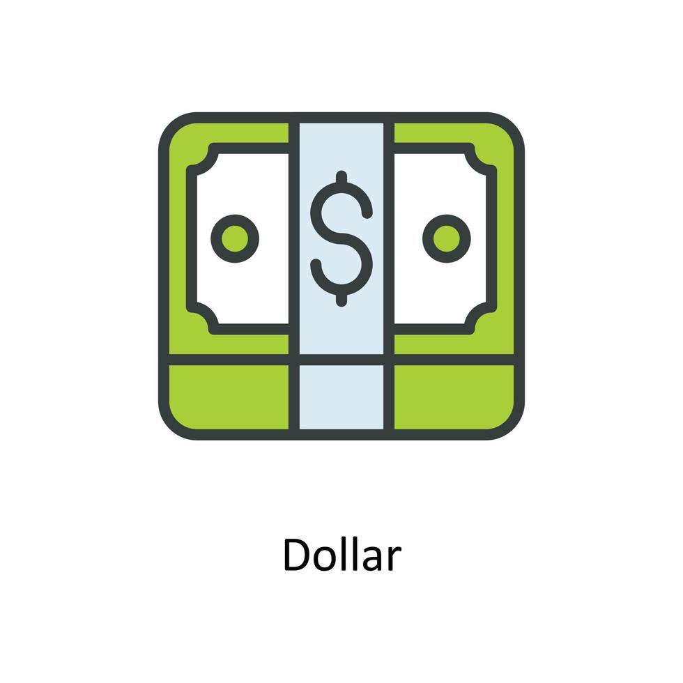 dólar vector llenar contorno iconos sencillo valores ilustración valores