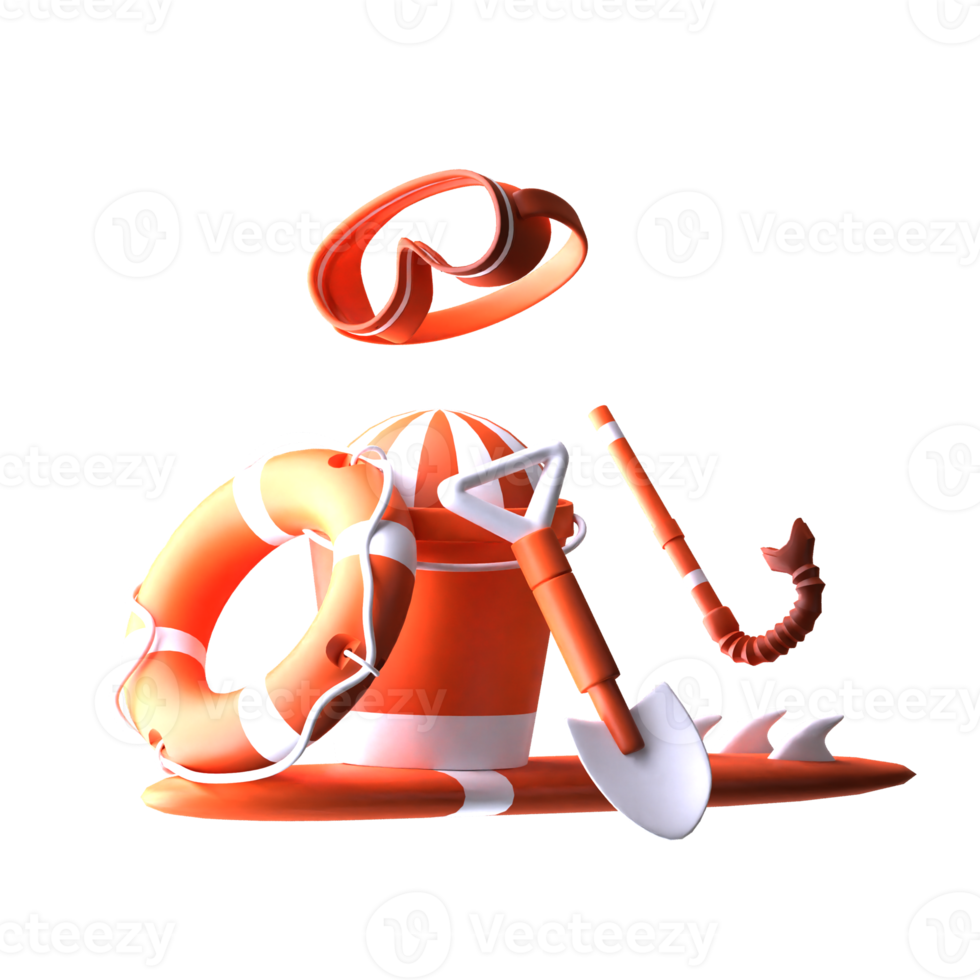 3d object design surfboard, shovel, ball, bucket png