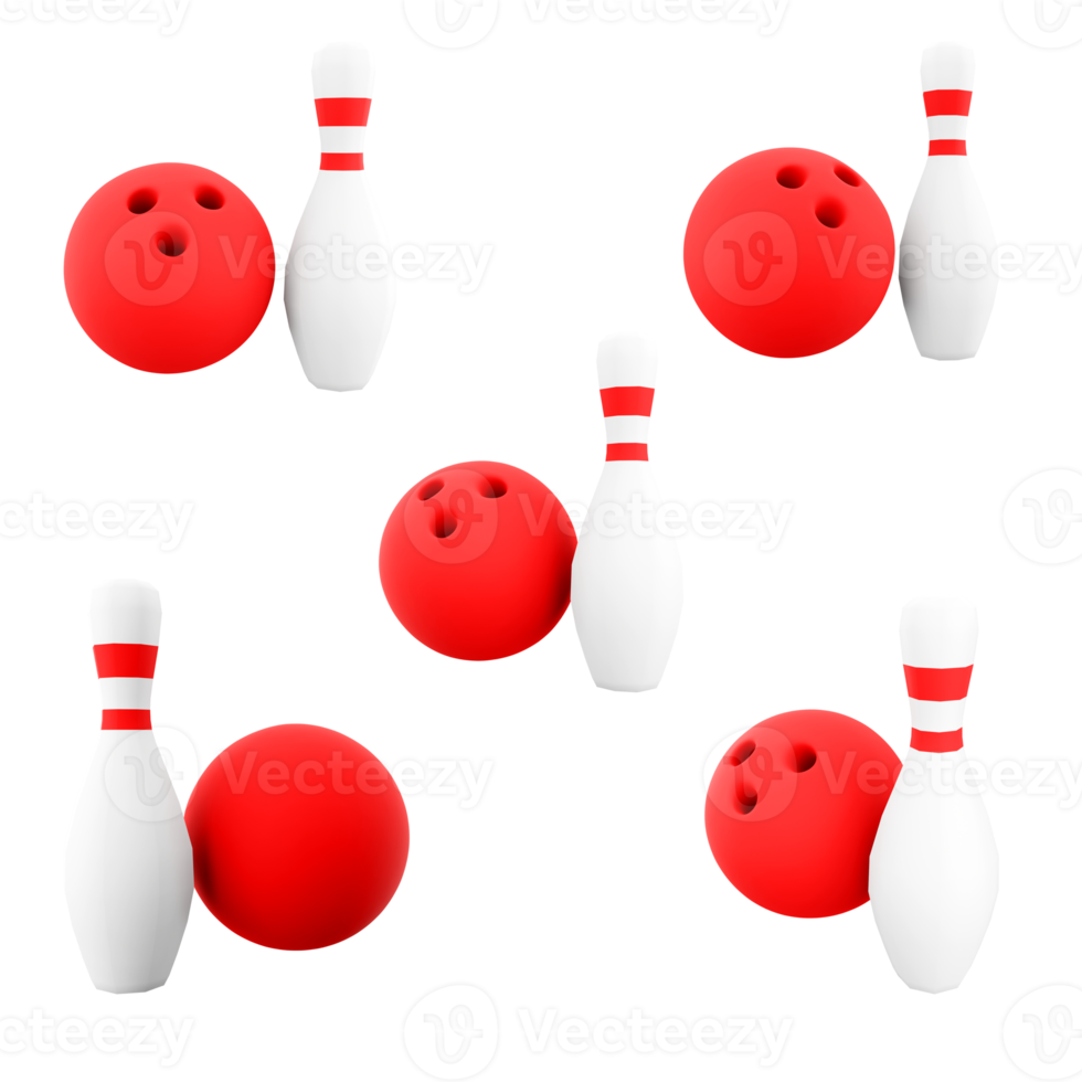 3d le rendu bowling Balle et jeu de quilles icône ensemble. 3d rendre lourd des balles sont jeté le long de une spécial chemin avec mains différent postes icône ensemble. png