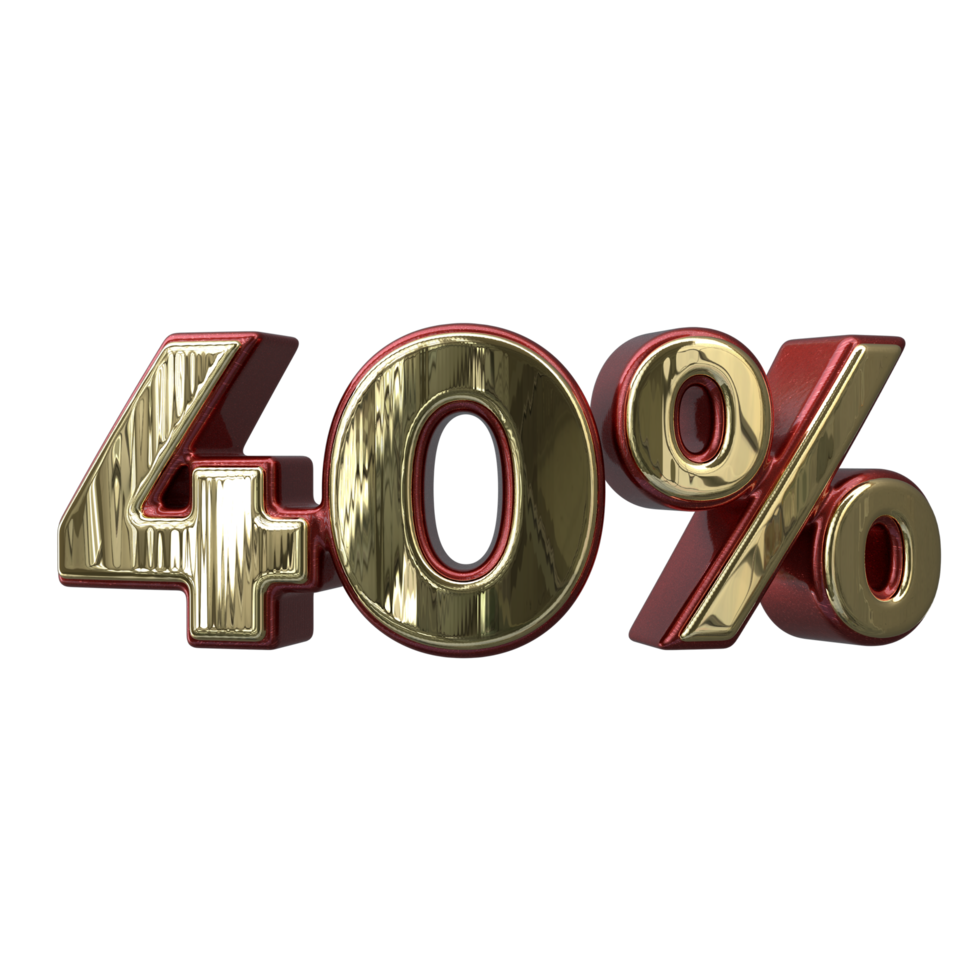 40 percent 3D number transparent background png