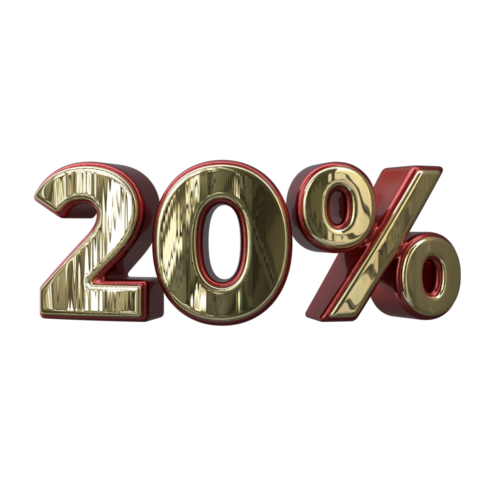 20 percent 3D number transparent background png