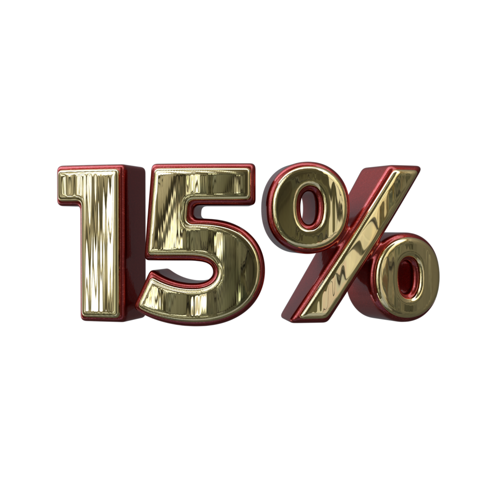 15 percent 3D number transparent background png