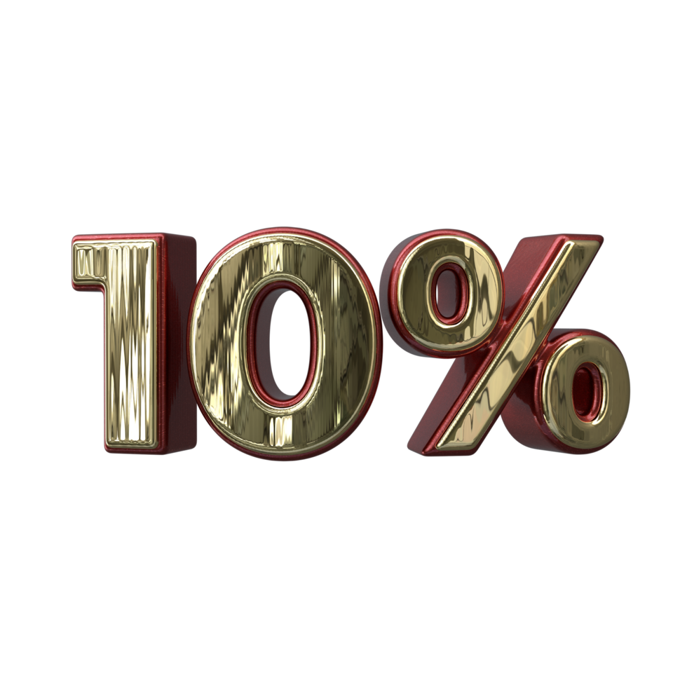 10 percent 3D number transparent background png