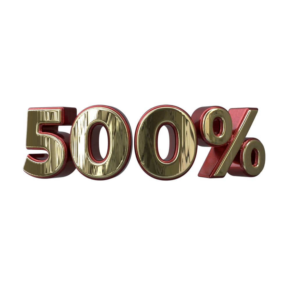 500 percent 3D number transparent background png