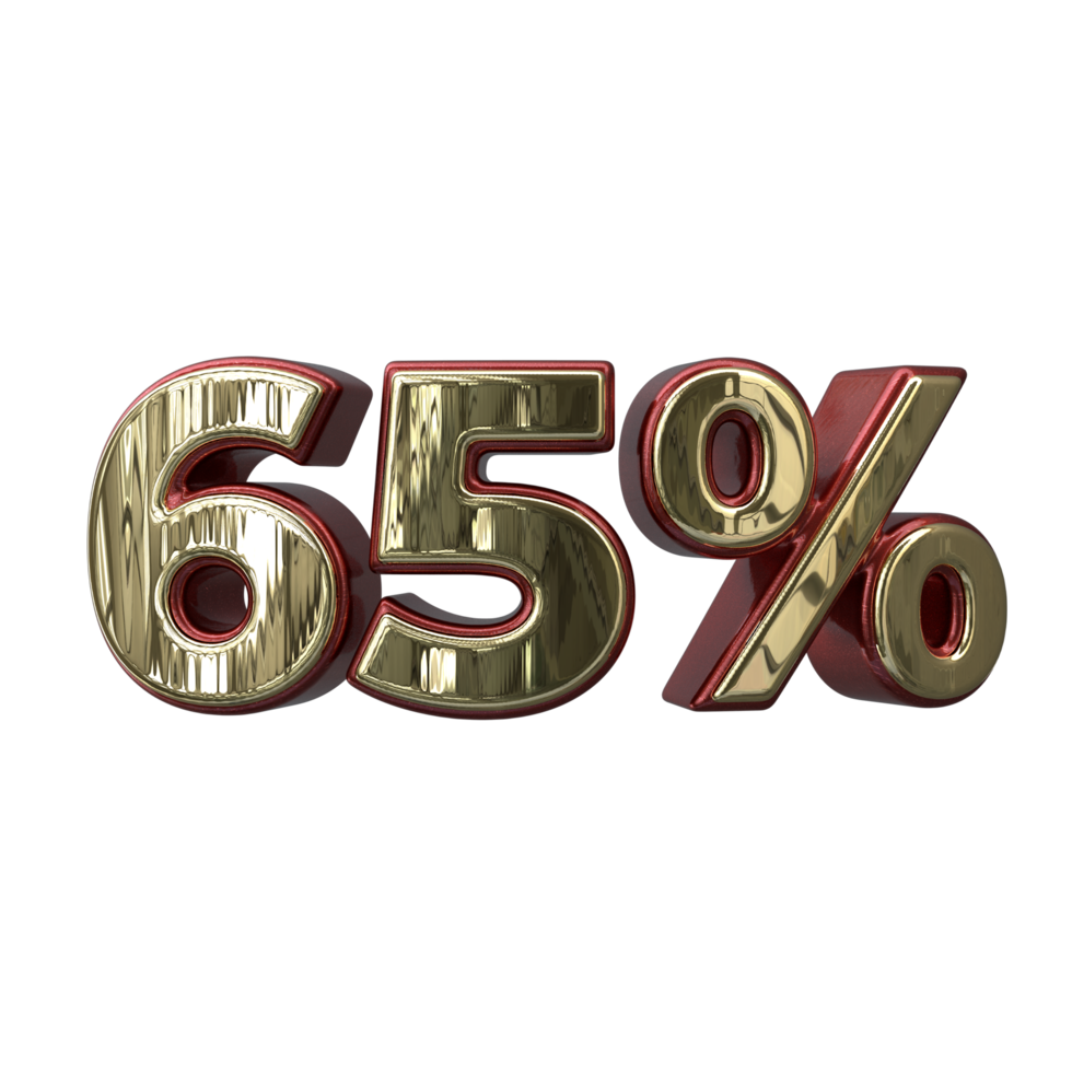 65 percent 3D number transparent background png