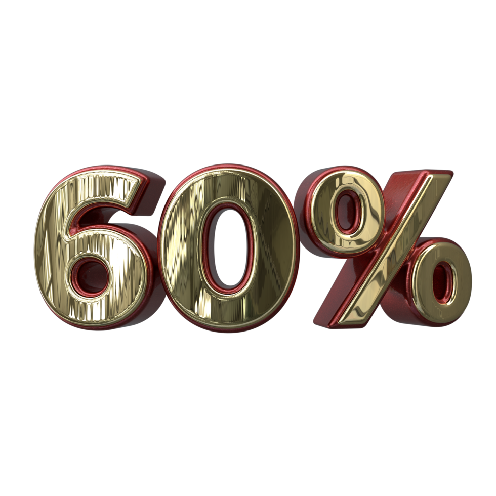 60 percent 3D number transparent background png