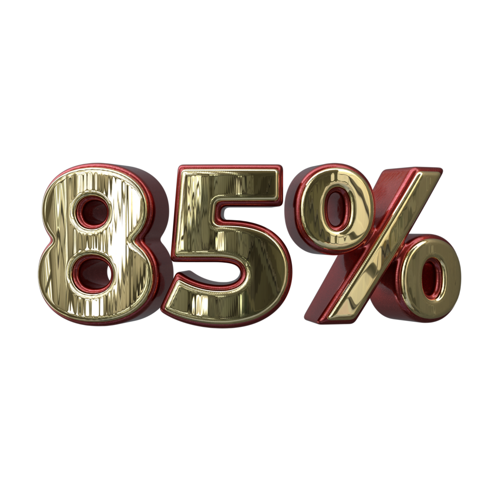 85 percent 3D number transparent background png